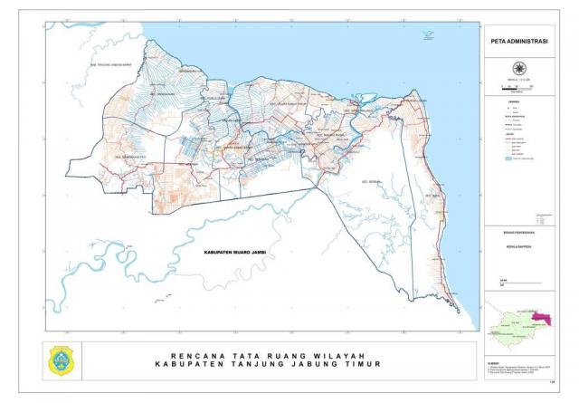 Gambar peta administrasi Kabupaten Tanjung Jabung Timur